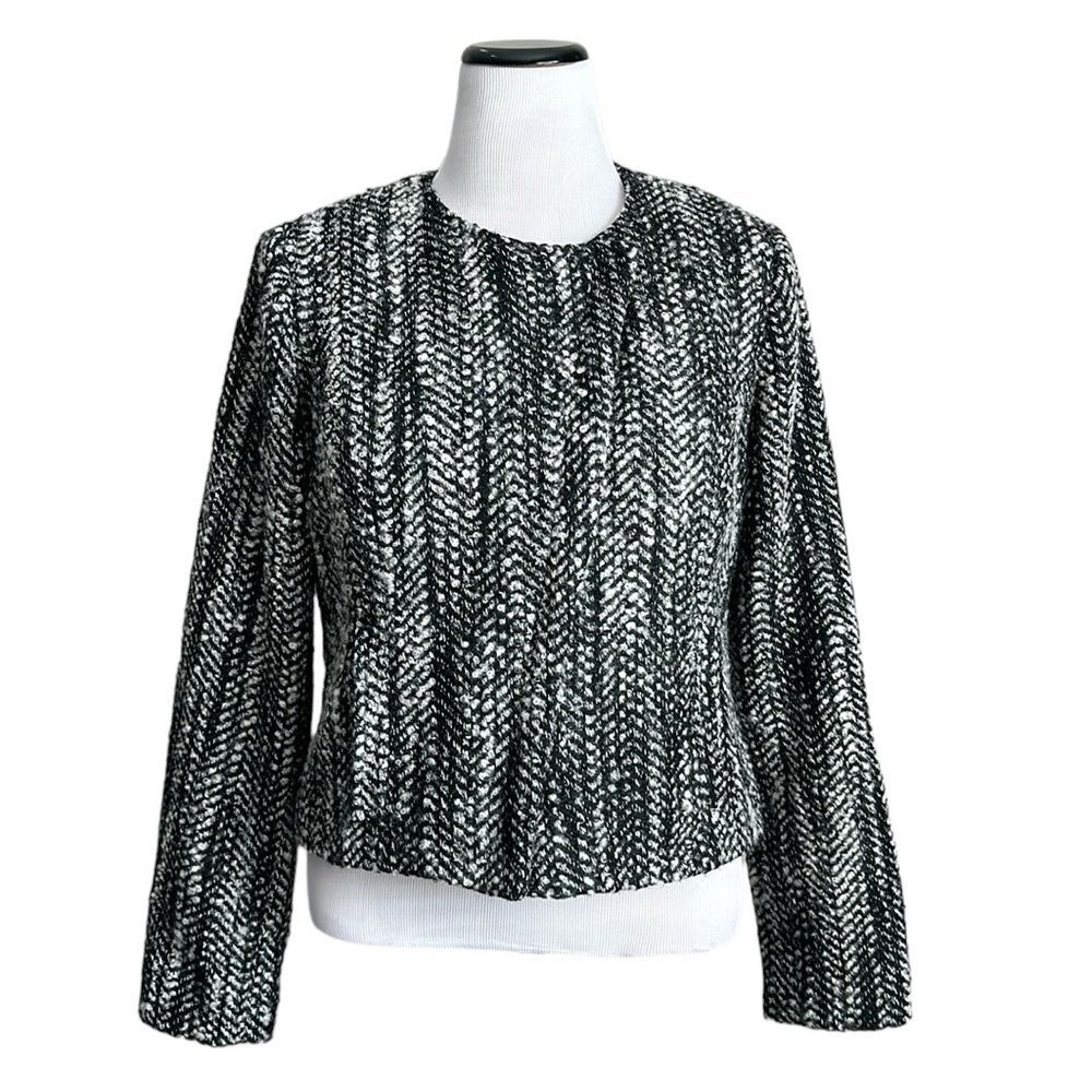 CAbi #529 Over The Moon Wool Tweed Osprey Mockingbird Moto Jacket Coat Size 14